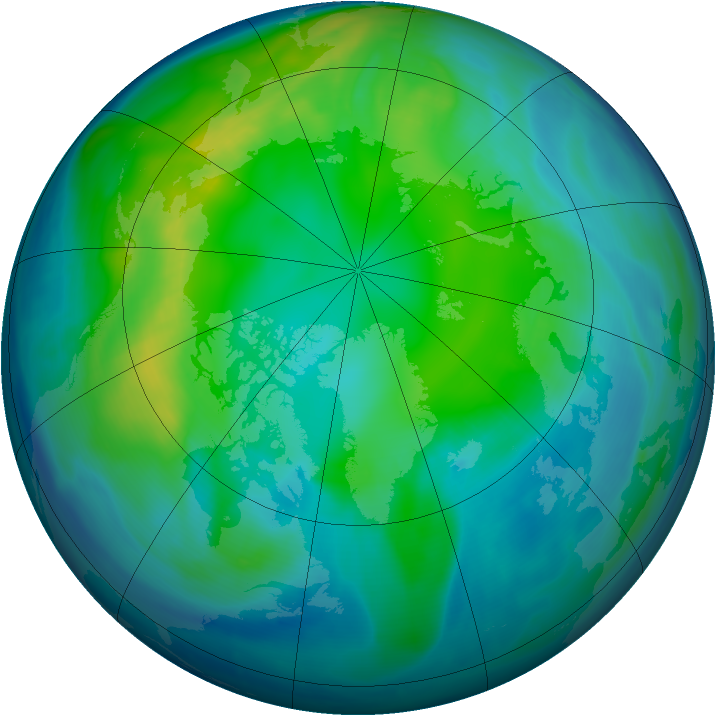 Arctic ozone map for 01 November 2007
